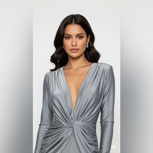 Long Sleeve Gray Dress. Gives a stunning figure